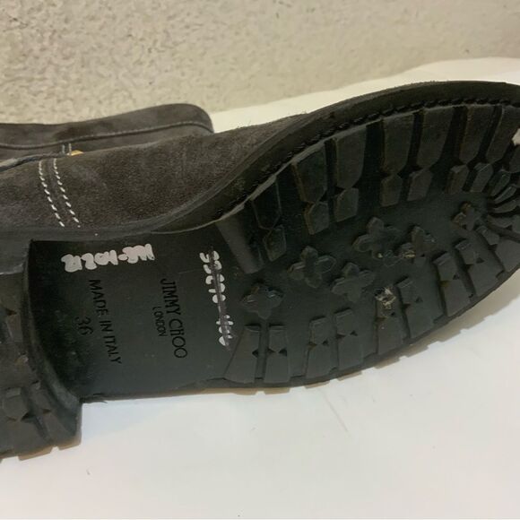 Jimmy Choo 132 Daze Waxed Toe Suede Chain Moto Combat Booties SZ 36/US 6 - Picture 8 of 13